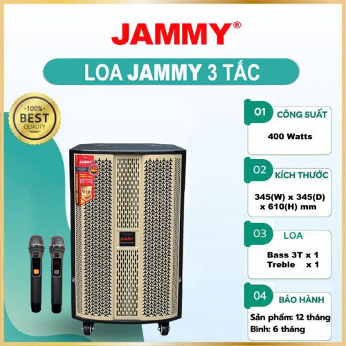 LOA KÉO 3 TẤC GỖ JAMMY F3035K _Kích thước : 350(W) x 320(D) x 610(H) mm _Công Suất : 400Watts - Bảo hành chính Hãng 12 tháng (bình và micro bảo hành 6 tháng)